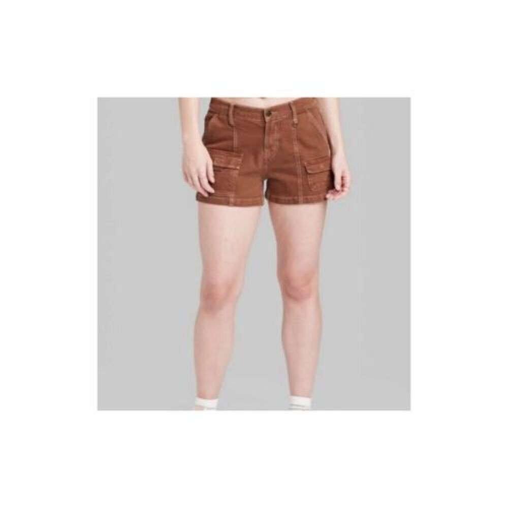 Women's Wild Fable Brown Mid-Rise Utility Shorts - Low Stretch Medium NWT